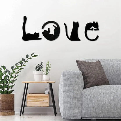 Handmade Resin Cat Wall Art with Matte Black Finish for Living Room