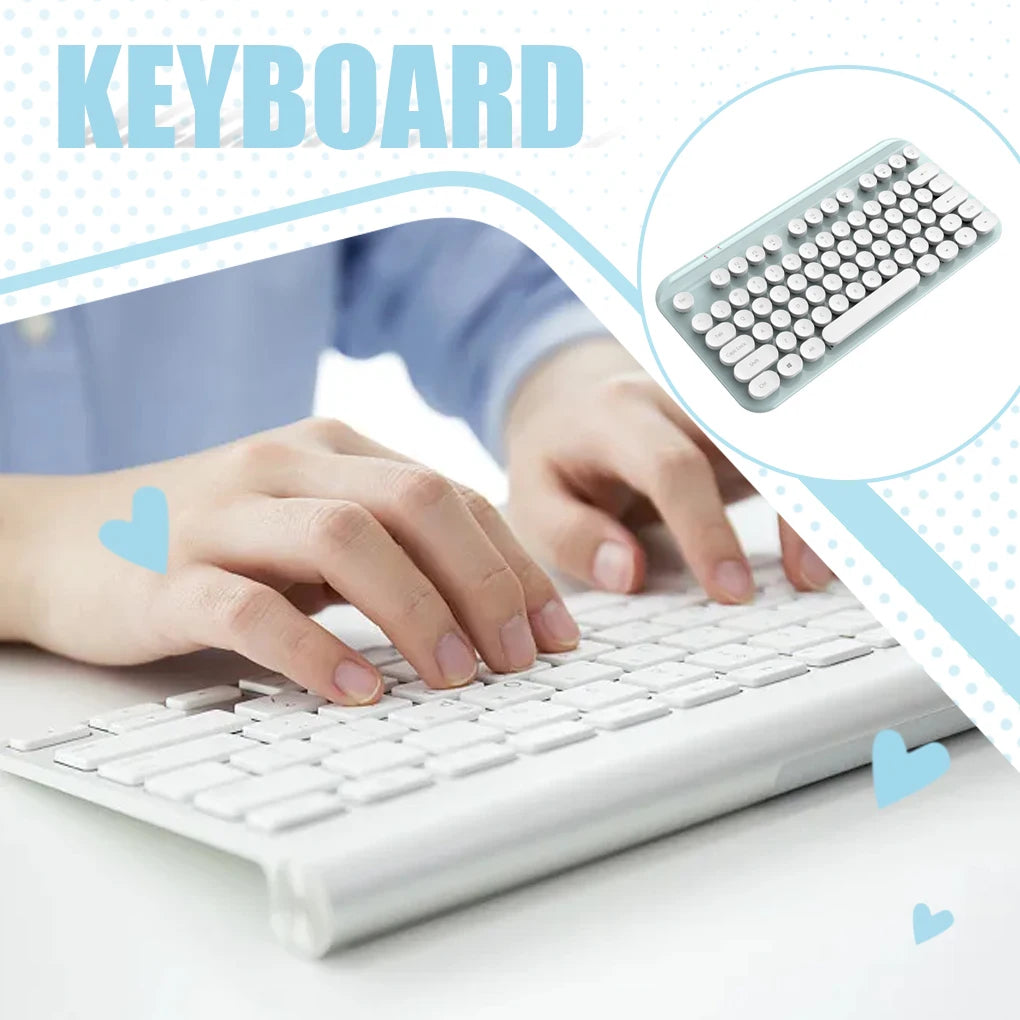 Retro wireless keyboard with round keycaps