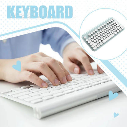 Retro wireless keyboard with round keycaps