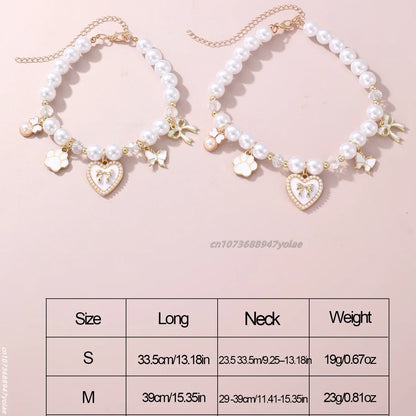 Imitation Pearl Cute Dog Necklace Pet Collar Accessories Jewelry Neck Chain For Small Dogs Large Dog Cats necklace