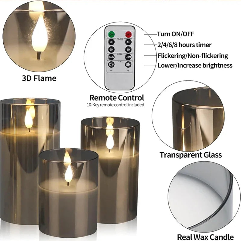 Flameless Candle Set with Remote Timer for Weddings and Parties