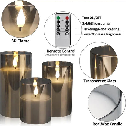 Flameless Candle Set with Remote Timer for Weddings and Parties