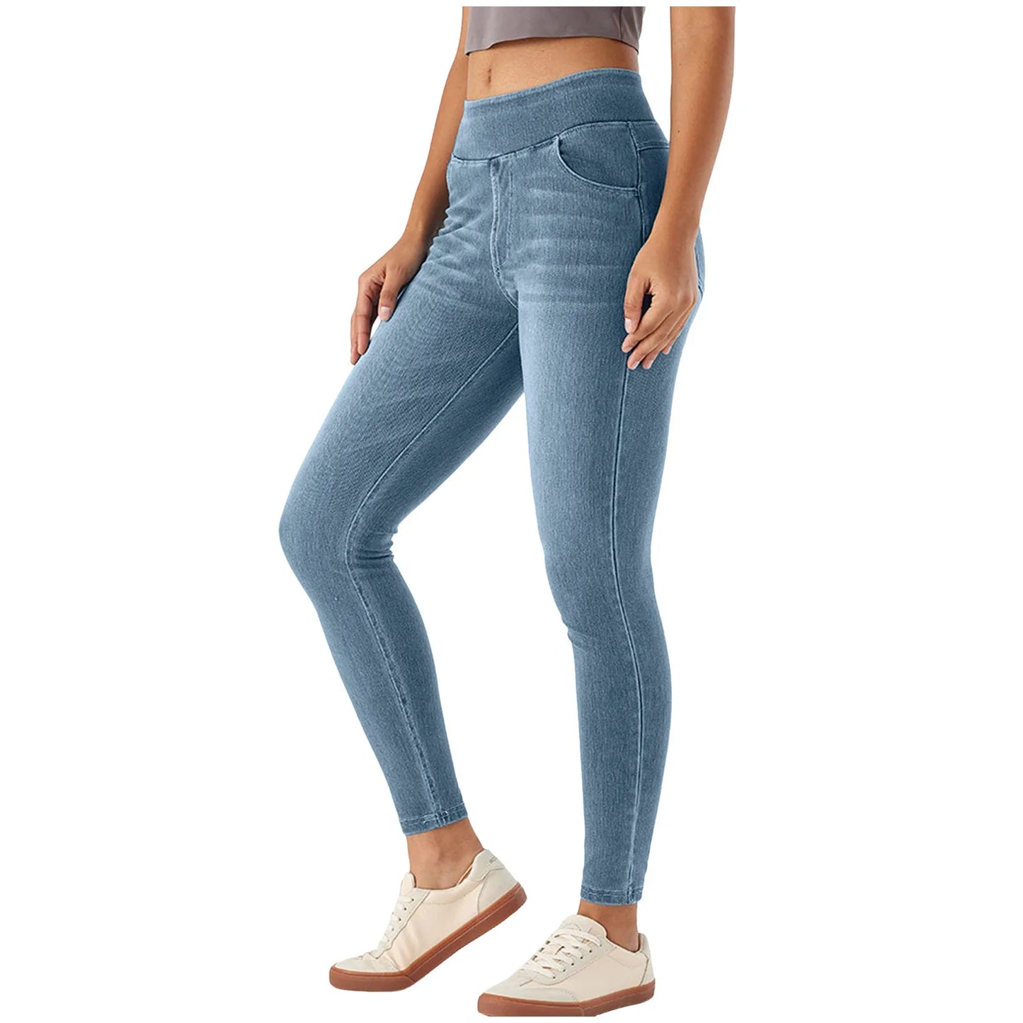 Slim Jeans High Waist Pull-On Denim with Stretchy Fit for Women