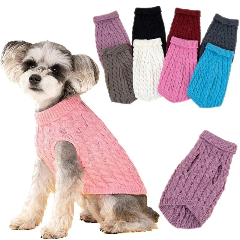 Knitted turtleneck dog sweater for everyday walks and lounging