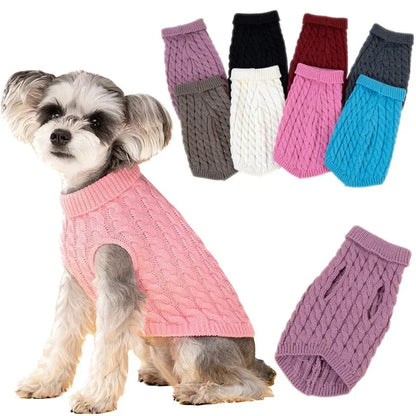 Knitted turtleneck dog sweater for everyday walks and lounging