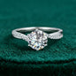 Twisted Ring Moissanite 1ct Centerpiece in Sterling Silver for Everyday Wear with Side Zircon Accents
