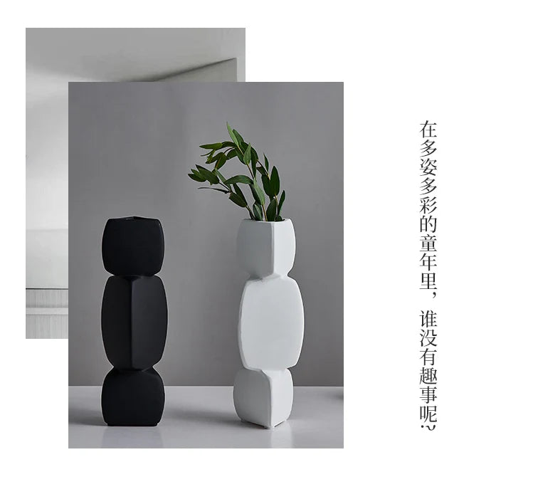 Modern Minimalist Black Vase - Nordic Style Home Decor Art Ornament for Living Room
