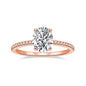 Oval Moissanite Ring with White Gold Plated Sterling Silver Band