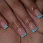 24Pcs French Tip Handmade Press On Nails Minimalist Solid Color Fake Nails Medium Square Full Cover Press On Nail Tips With Glue