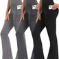 Three-Piece Knit Leggings Set With Elastic Waist Pockets For Women