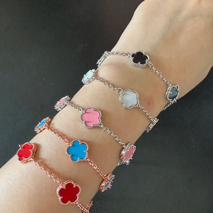 Silver Plated Rose Gold Clover Bracelet - Luxurious High Quality Jewelry for Women
