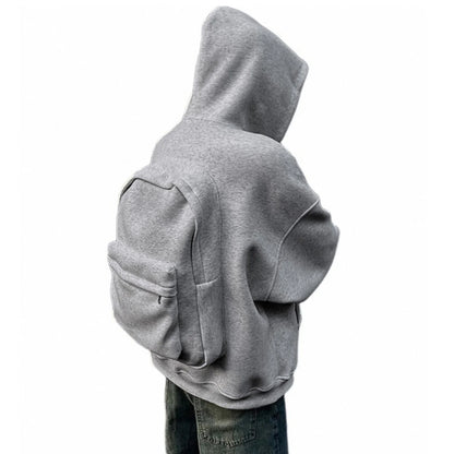 Streetwear Fashion Backpack Hoodie Three dimensional Backpack Casual Hoodie Autumn Winter High Street Trend Top Loose Sportswear