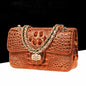 Textured Leather Crossbody Bag With Crocodile Pattern And Durable Build And Everyday Chain Strap