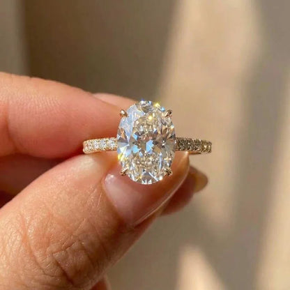 Bright Ring Oval Zircon Center Stone in Sterling Silver for Daily Wear