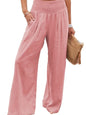 Women's Nylon-Cotton Blend Pants With Drawstring Wide-Leg And Mid Rise Breathable