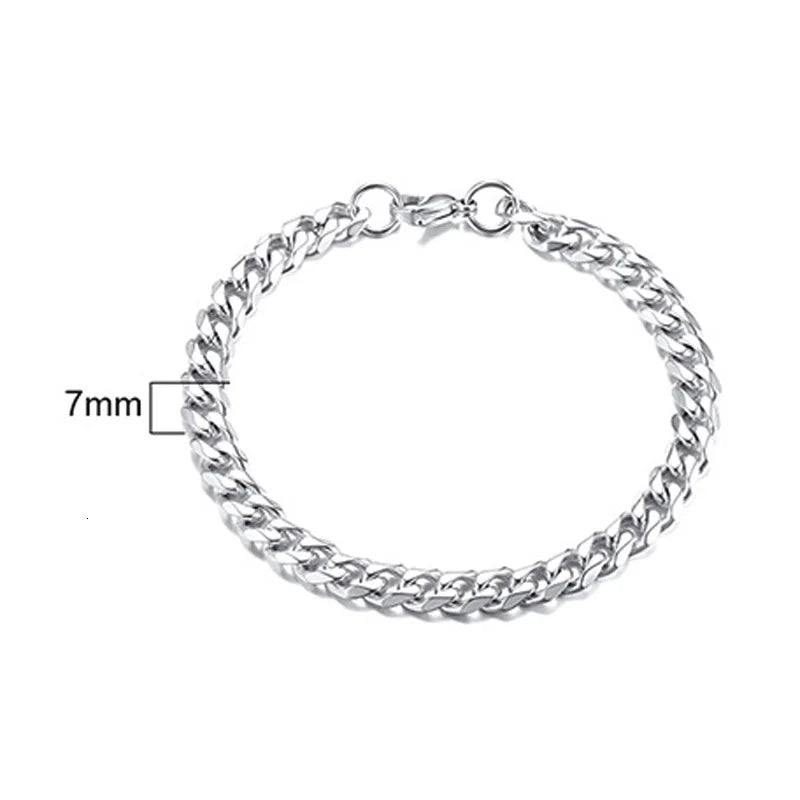 Stainless steel Cuban link chain bracelet
