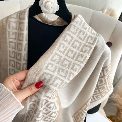 Sun-Protective Hijab Scarf with Golden Thread Accents for Styling