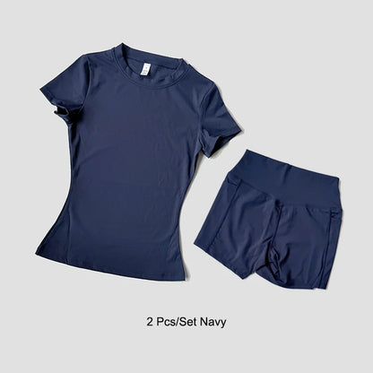 Women Yoga Set Gym Sportswear Sport Top High Waist Shorts Suit Fitness Workout Butt Lifting REVOLUTION SETS