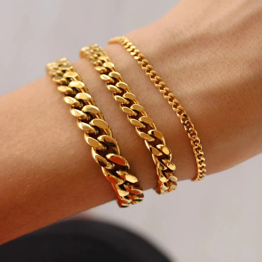 Stainless steel Cuban link chain bracelet