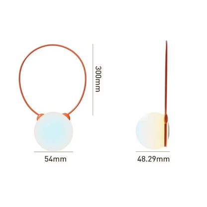Orange, round, LED wall-mounted light with a glass globe and adjustable brightness for modern home lighting.