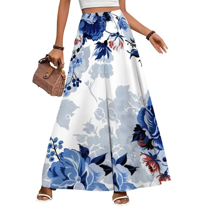 Women's Polyester Palazzo Pants With Pockets And High Waist And Wide Leg Flowing Silhouette