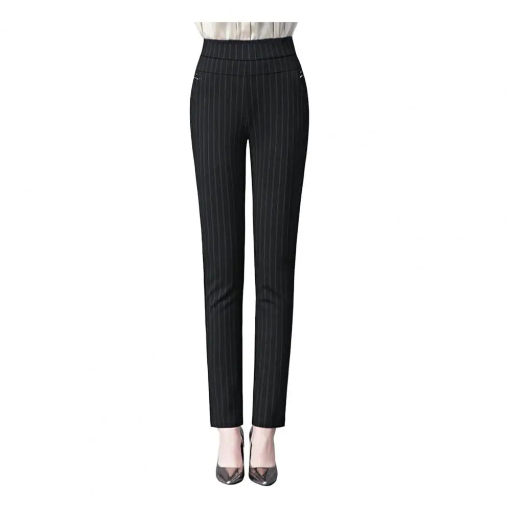 High-Waist Pencil Pants With Pockets Stretch Solid Color For Everyday