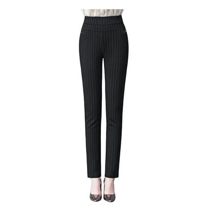 High-Waist Pencil Pants With Pockets Stretch Solid Color For Everyday
