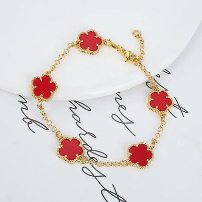 Silver Plated Rose Gold Clover Bracelet - Luxurious High Quality Jewelry for Women