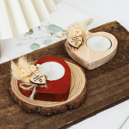 Heart Shaped Wooden Candle Holder Wedding Table Centerpiece