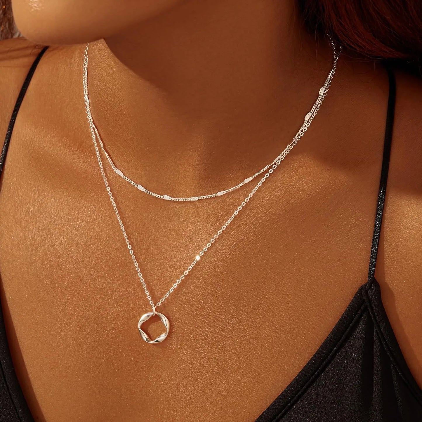 Layered Gold Necklaces Set - 14K Gold Plated Stackable Chain Choker Necklace