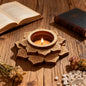 Wooden Lotus Zen Candle Holder and Aroma Diffuser Base with Crystal Display