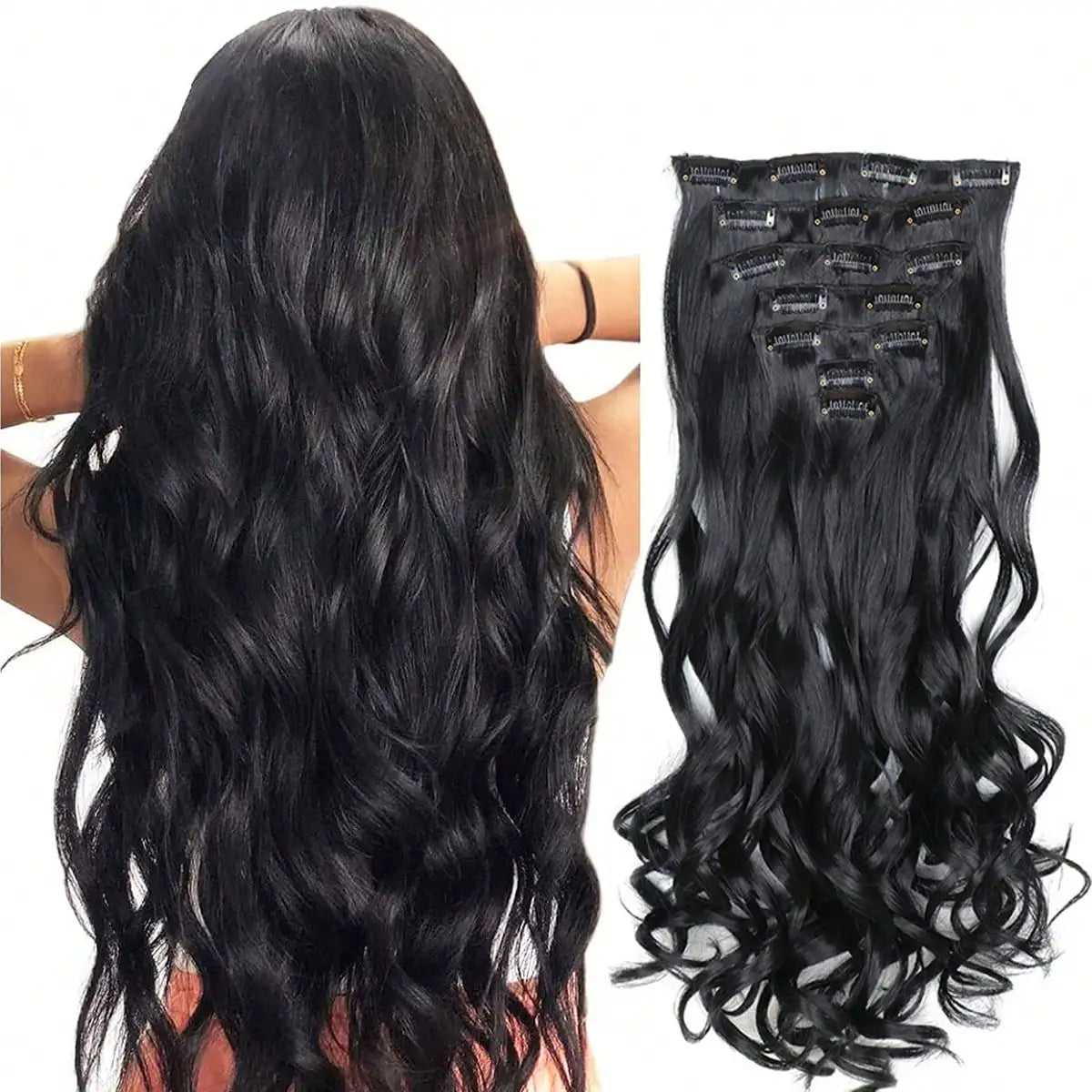 Lush Clip In Extensions 7 Piece Full Head 22 Inch Curly Wavy Hair