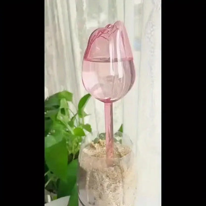 Pink Tulip Plant Watering Balls - Automatic Plant Drippers for Indoor & Outdoor Plants