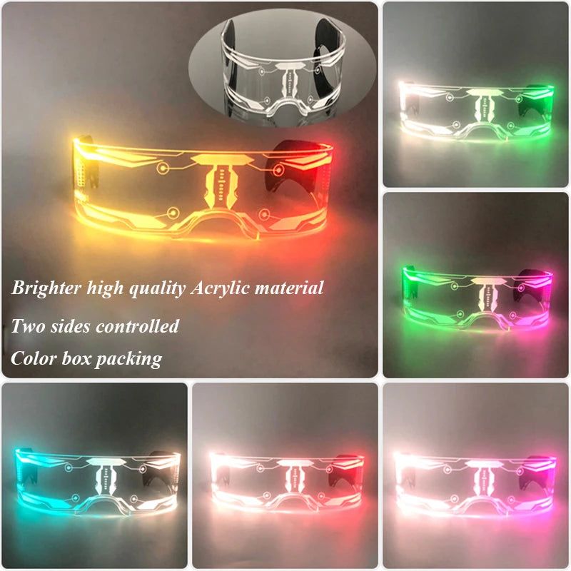 LED festival glasses with crystal bead illumination and acrylic material