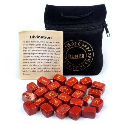 Natural Crystal Agate Rune Set Stones for Divination and Meditation