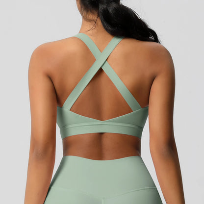Women’s Yoga Bra Crop Top Nylon Elastane Supportive Sling Back