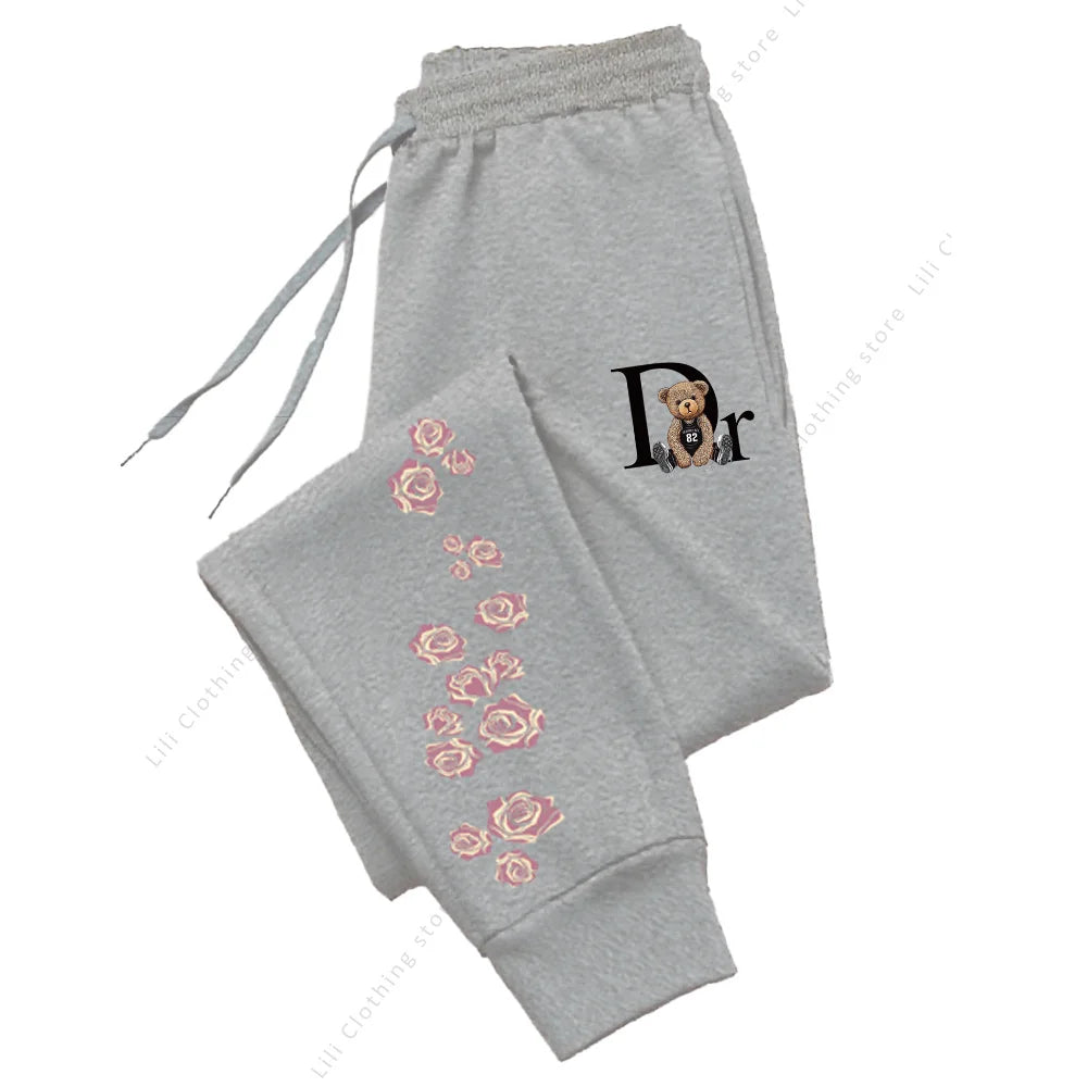 Soft Joggers with Bear Graphic Fleece-Lined for All Day Warmth