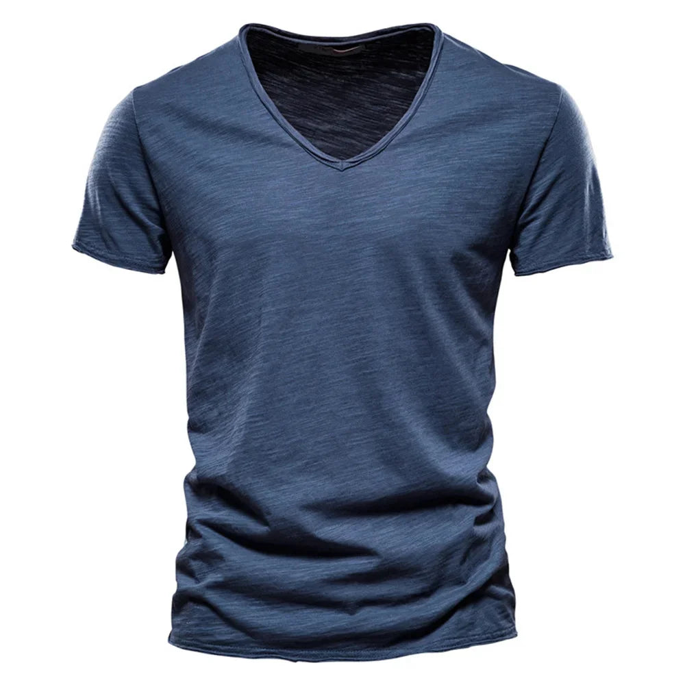 Soft V-Neck Tee For Men With 100 Percent Cotton Breathable Fit