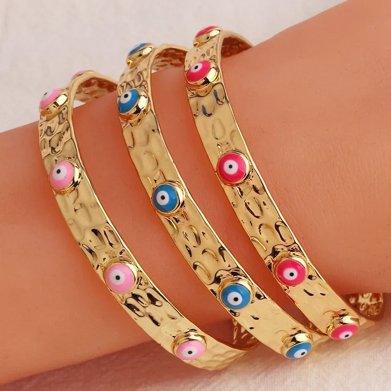 Women’s gold-plated evil eye crystal cuff bracelet