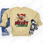 Women’s Christmas Reindeer Sweatshirt Loose Fit Polyester Cotton