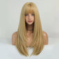 Blonde Long Straight Hair Wig Women Wig with Bangs Heat Resistant Synthetic Wig Halloween Cosplay Daily Natural Fake Hair