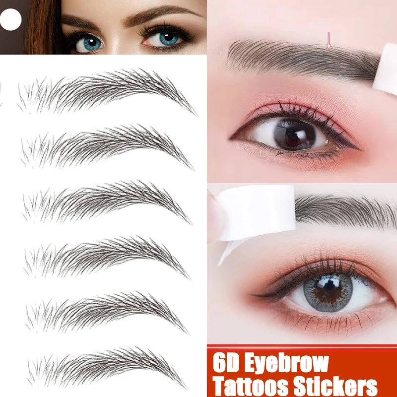 Women’s 6D Eyebrow Tattoos Stickers Waterproof Hair-Like Brow Grooming Shaping