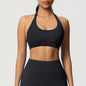 Women’s Seamless Halter Backless Push-Up Sports Bra Cotton-Poly For Gym Running