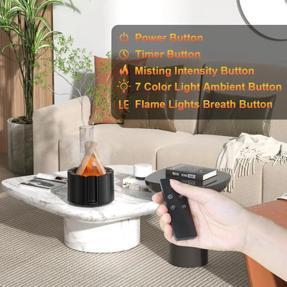 2025 New Simulated Flame Aroma Diffuser - Bonfire Air Humidifier Ultrasonic Cool Mist LED Essential Oil Lamp