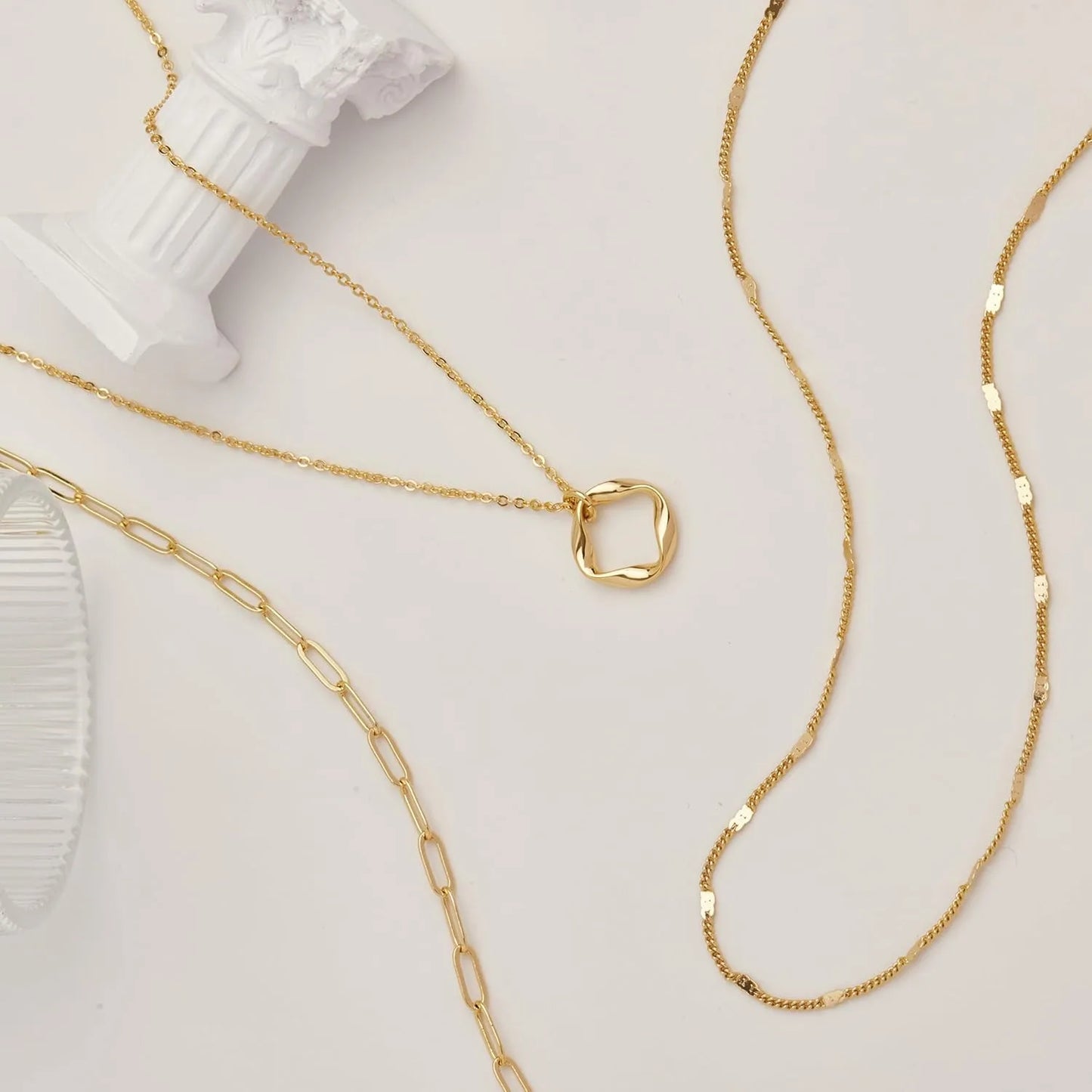 Layered Gold Necklaces Set - 14K Gold Plated Stackable Chain Choker Necklace