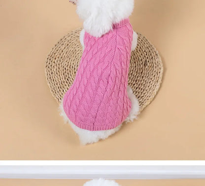 Knitted turtleneck dog sweater for everyday walks and lounging