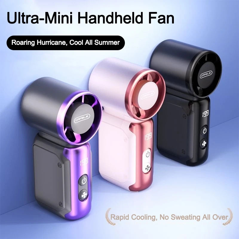 Portable Handheld Plastic Mini Fan With Led Display On The Go
