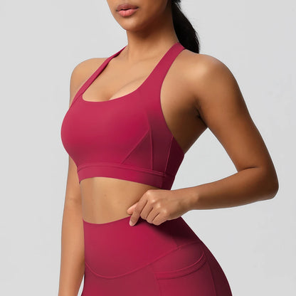Women’s Yoga Bra Crop Top Nylon Elastane Supportive Sling Back