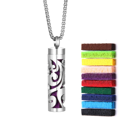Aromatherapy diffuser necklace with geometric locket pendant