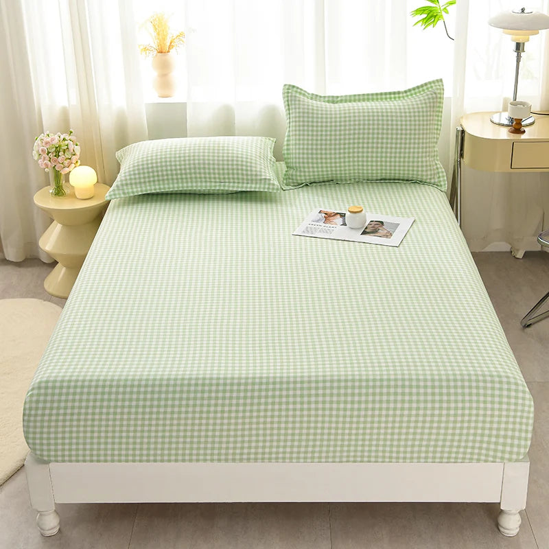 Soft Bedsheet Simple Style Bed Cover Single/Queen/King Size Bed Linen Home Fitted Sheets 침대시트 (Pillowcase Need Order)